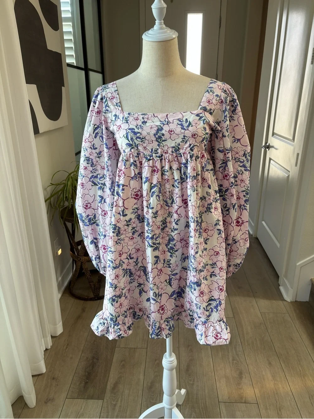 ANTHROPOLOGIE JACQUIE THE LABEL Pink Floral Cotton Babydoll Dress